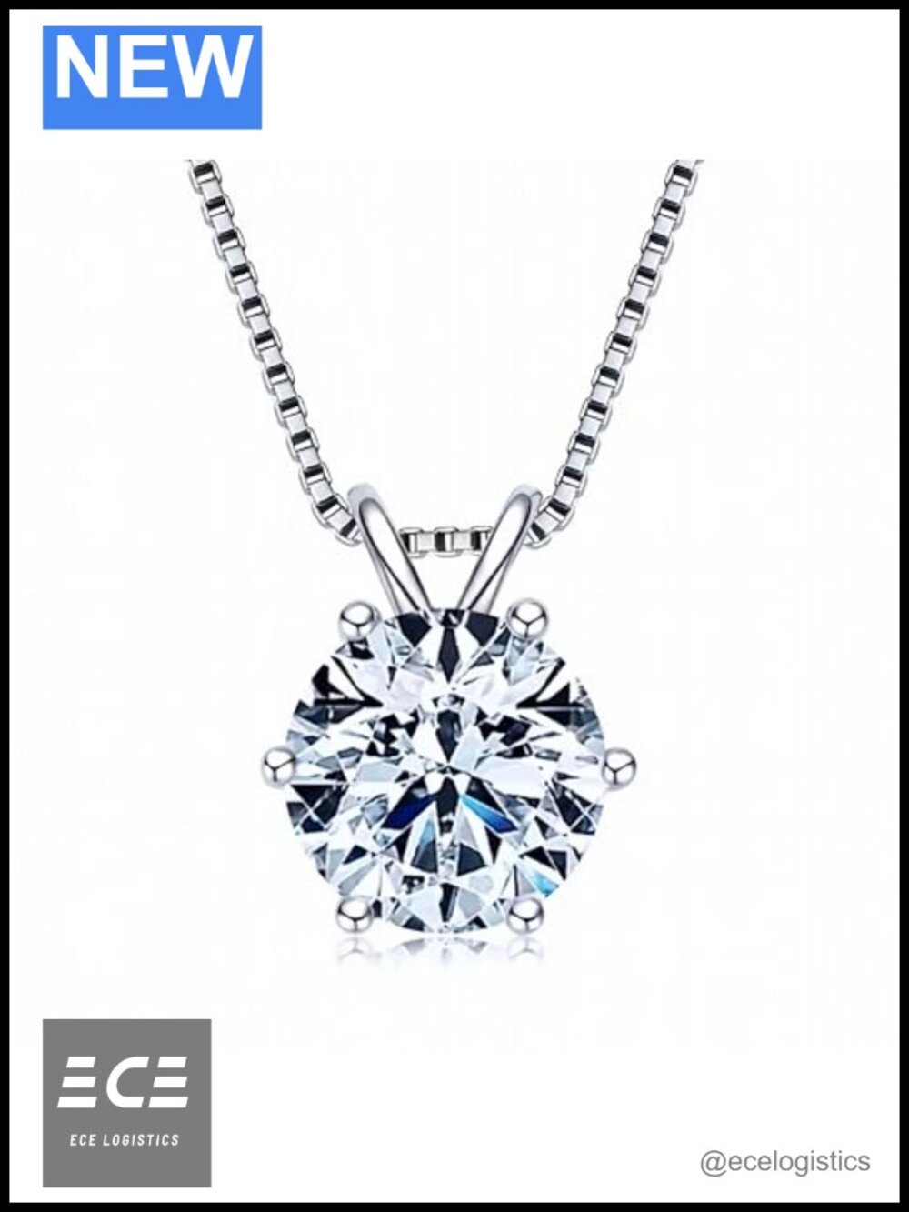 Moissanite Solitaire Pendant Necklace 925 Sterling Silver Gold Plated 2 Ct